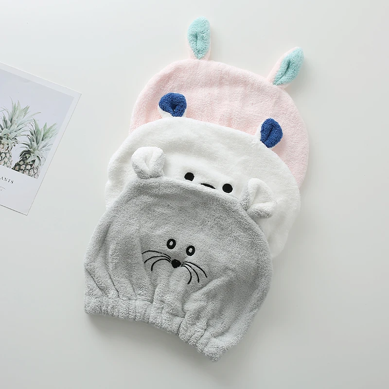 100% Polyester Cute Animal Design Dry Hair Cap