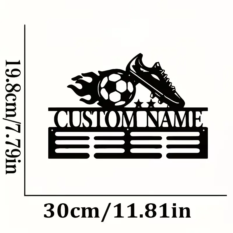 Custom Football Medal Display Stand with Last Name metal Sign - Personalized Player Name Wall Art, for Stores, Porches, Yards