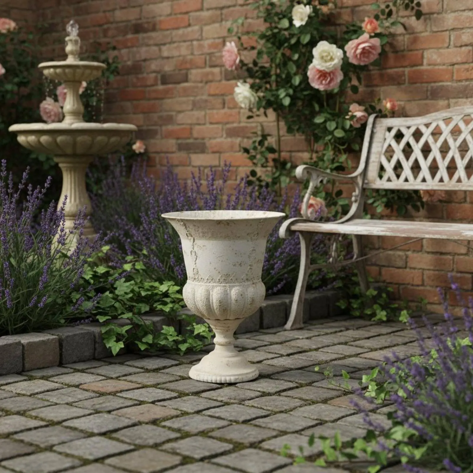 Roman Column Planter Ornate Design Antique Pedestal Planter Plant Pot Weathered Look House Decoration Stable Base for Entryway