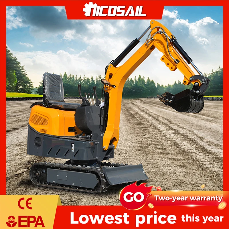 Briggs & Stratton Engine Mini Excavator 1.2 Ton Hydraulic Small Bagger for Hotel Garden Farm Micro Digger Crawler Bucket