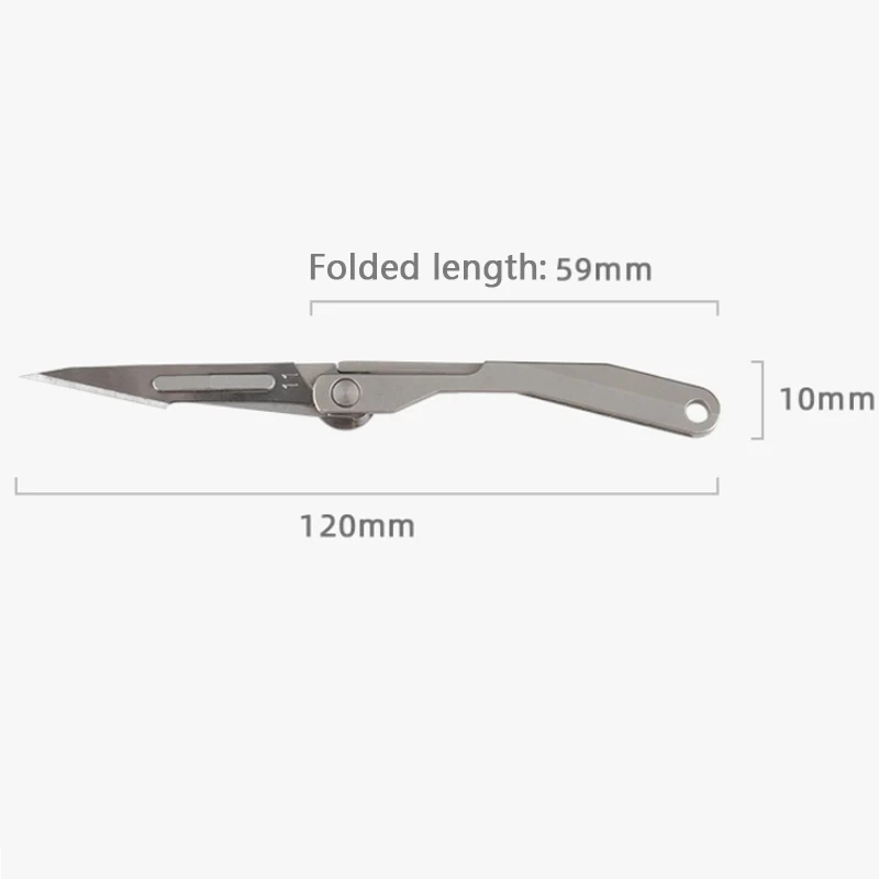 Mini Titanium Alloy Folding Scalpel Medical Folding Knife EDC Outdoor Unpacking Pocket Knife with 10pcs Replaceable Blades