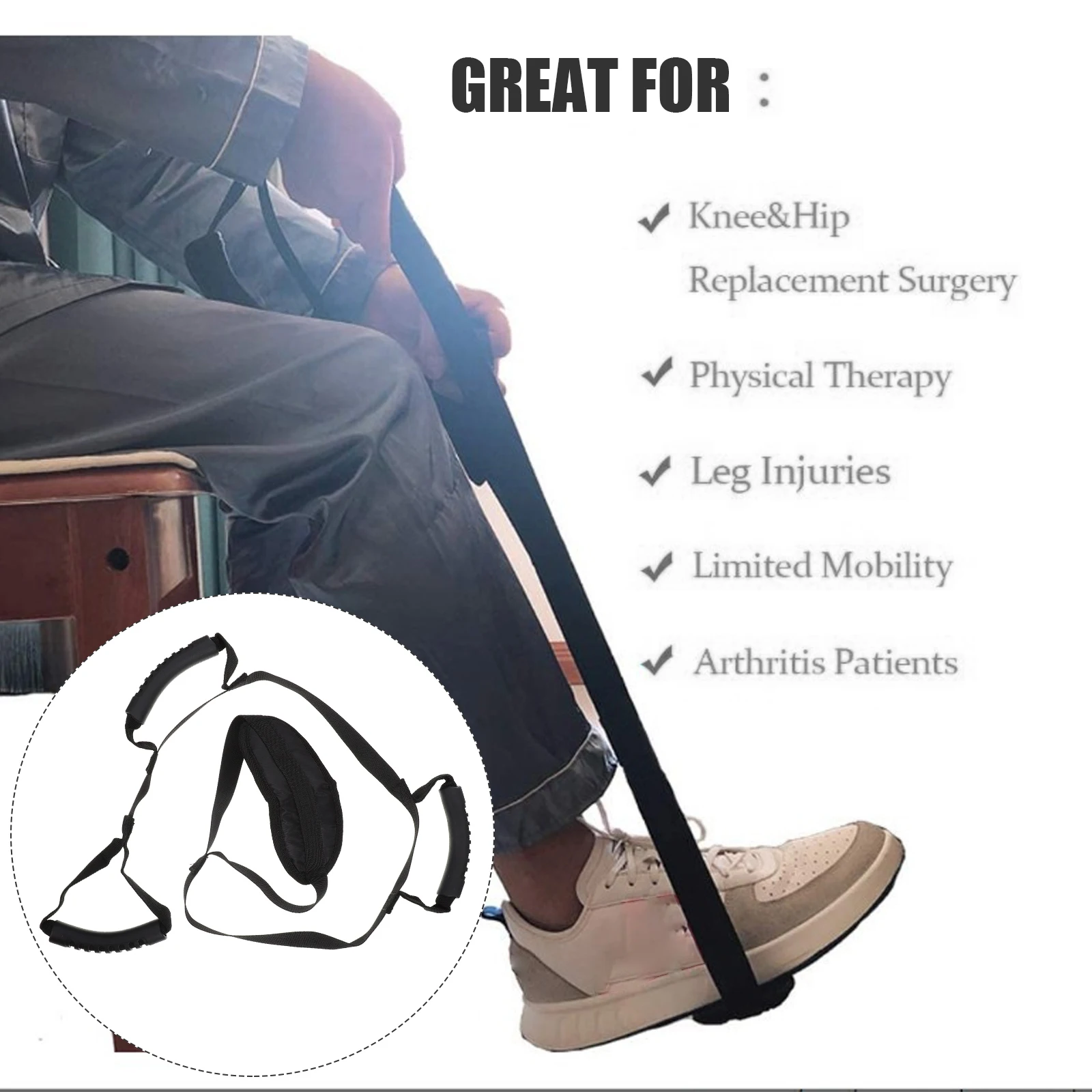 

Leg Lifting Strap Belt for Elderly Disabled Wheelchair Accessories Durable Nylon Foot Position Adjustment Easy