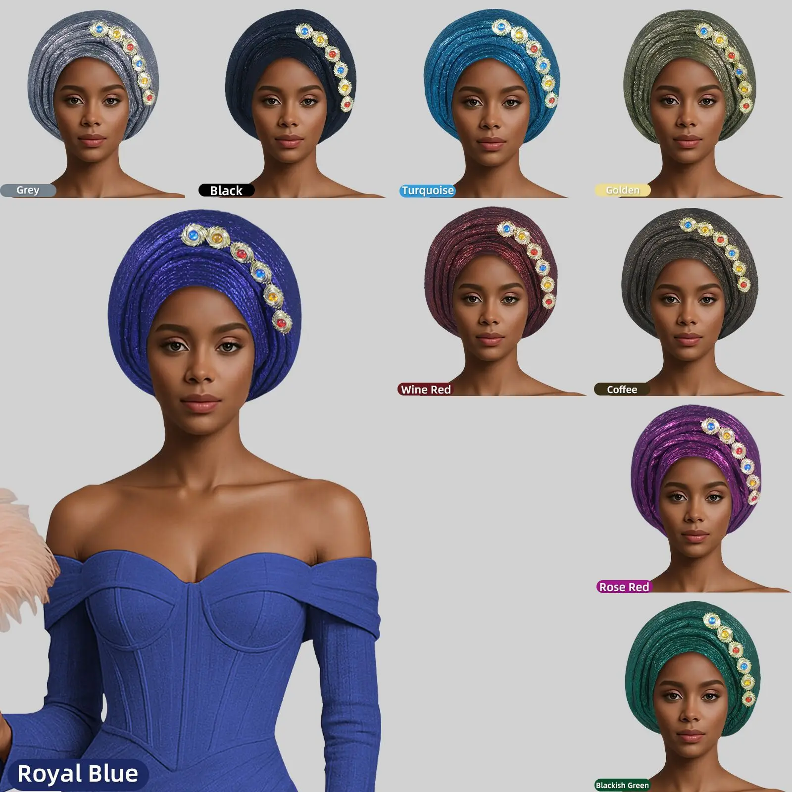 New Sponge African Headscarf Hat Turban Cap for Women Muslim Hijabs Head Wrap Bonnet Nigeria Wedding Party Auto Gele Headties