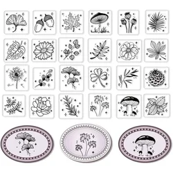 Flowers Leaves Clear Stamps for Card Making Decoration Scrapbooking, Plant Silicone Rubber Stamp for Greeting Cards Photo
