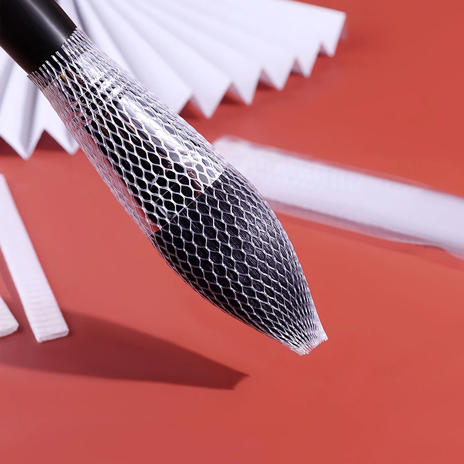 100Pcs Makeup Brush Protective Covers Expandable Mesh Pen Guard for Powder Blush Shadow Tool Accessories Brush