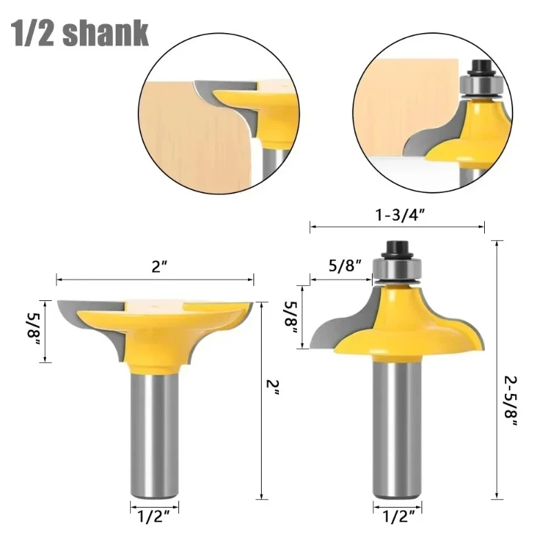 

For Woodworking Tools 2 PC 1/2" 8MM 12MM Shank Entry Door for Long Tenons Router Bit Woodworking Cutter Bits Tenon Cutter