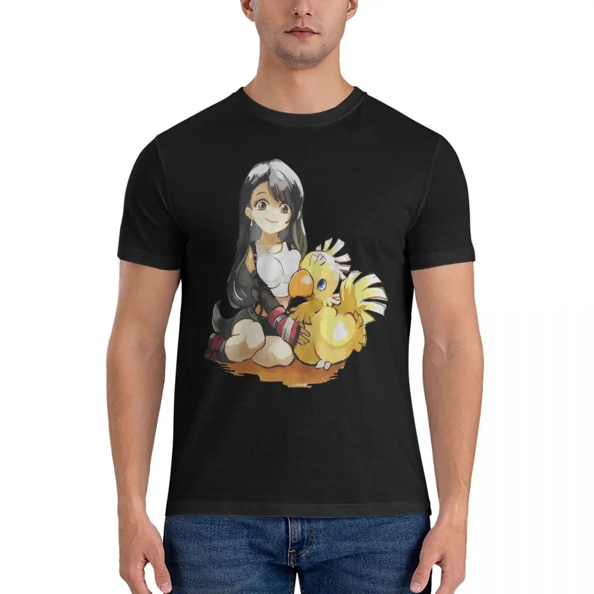 Men Tifa T Shirt Chocobo Cotton Tops Cool Short Sleeve Crew Neck Tee Shirt Adult T-Shirt