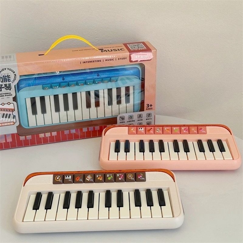 24 teclas niños Piano Electrónico teclado de órgano música iluminación juguetes educativos instrumento Musical niños niño niña regalos