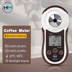 HM Bluetooth Digital Coffee TDS Meter Coffee Concentration Test  Automatic Refractometer Syrups 0-26% Brix 0-23% TDS BTR-1000