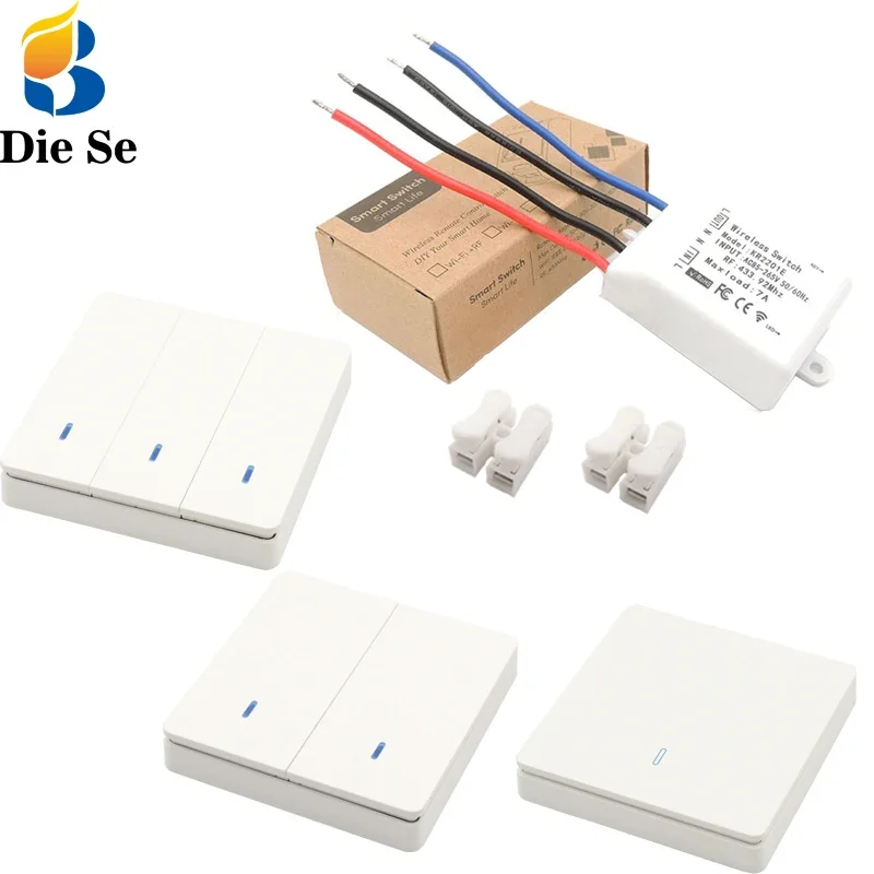 Uniwersalny przełącznik bezprzewodowy 433Mhz inteligentny kontroler Lmap/LED/oświetlenia Diese AC85V ~ 265V RF tablica odbiorcza przekaźnika i przełącznik ścienny