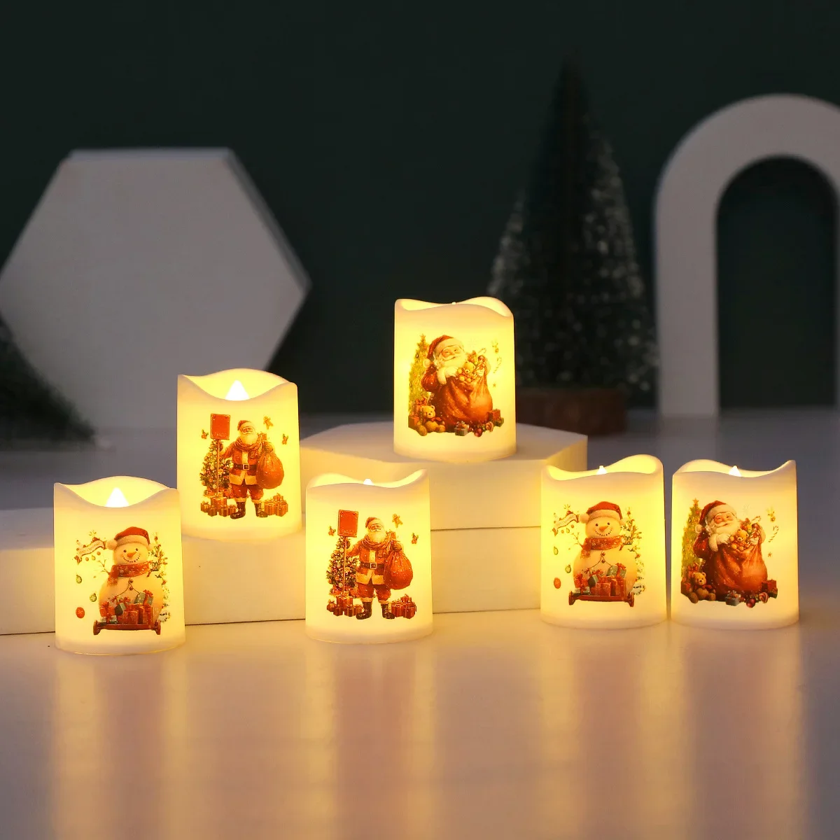 

New Christmas LED Tearing Electronic Candle Simulation Candle Santa Claus Snowman Atmosphere Light FesAmbient Lighting Xmas Gift