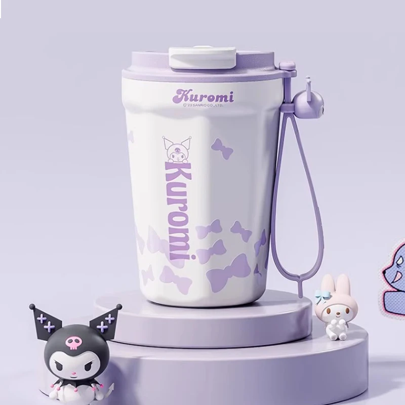 New Sanrio Anime Cartoon Kawaii Kuromi My Melody316 Stainless Steel Thermos Cup Ceramic Liner Straw Water Cup Birthday Gift