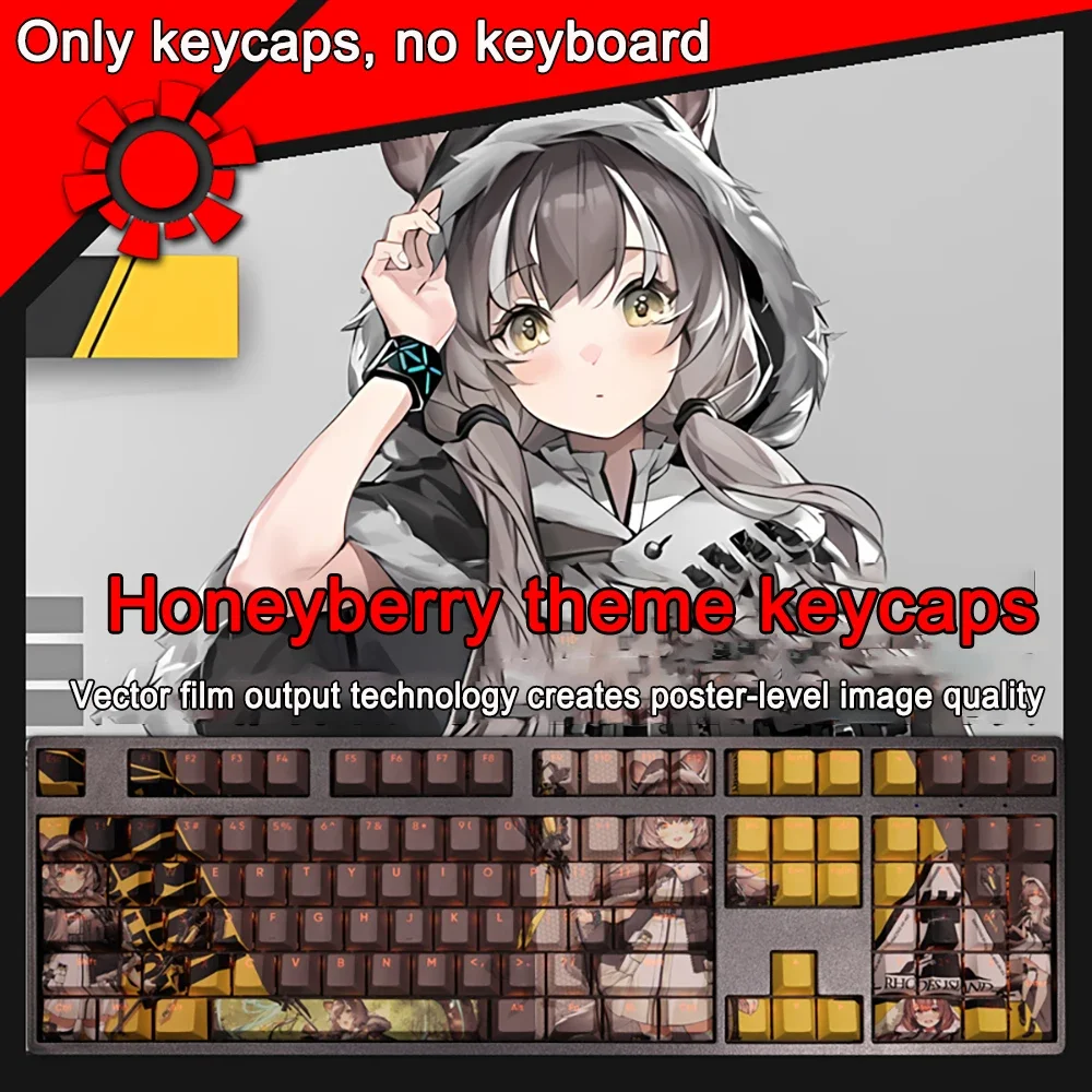 Game Arknights Honeyberry Alle Charaktere Tastenkappen PBT Dye-Sub Cherry Hintergrundbeleuchtete Tastenkappen Anime-Tastenkappen für ANSI 61 87 108 Layout – Detail 4