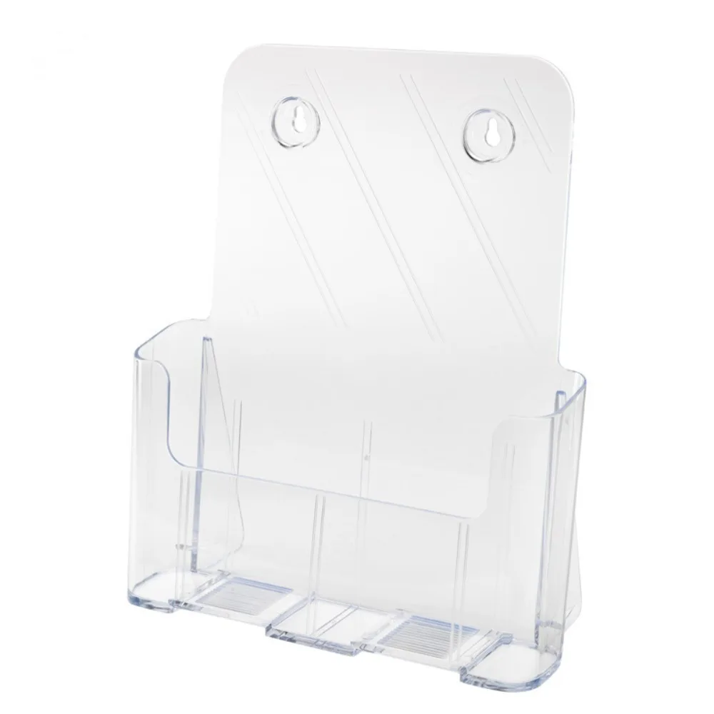 

Durable A4 Size Brochure Holder Clear Non-slip Filing Magazine Rack Slanted Back Desktop Organizer Flyer Display Stand Locker