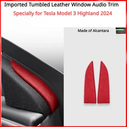 Window Audio Trim for Tesla Model 3+ Alcantara Suede Window Horn Decorative Strip Sticker New Model3 Highland 2024 Accessories