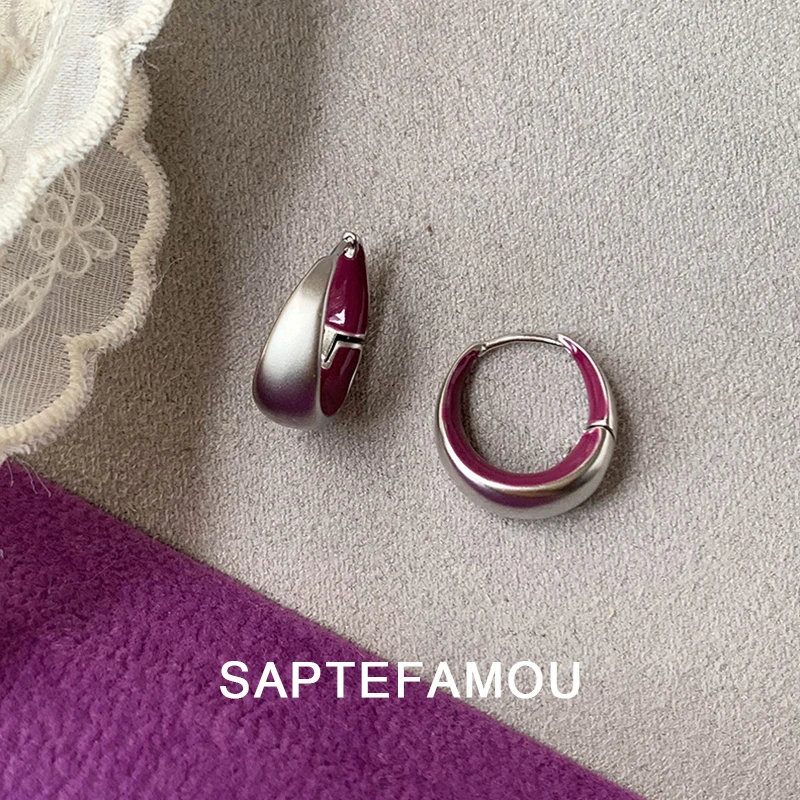 saptefamou-silver-earrings-women's-high-end-sensation-luxury-minimalist-design-color-collision-small-ear-ring-drop-oil