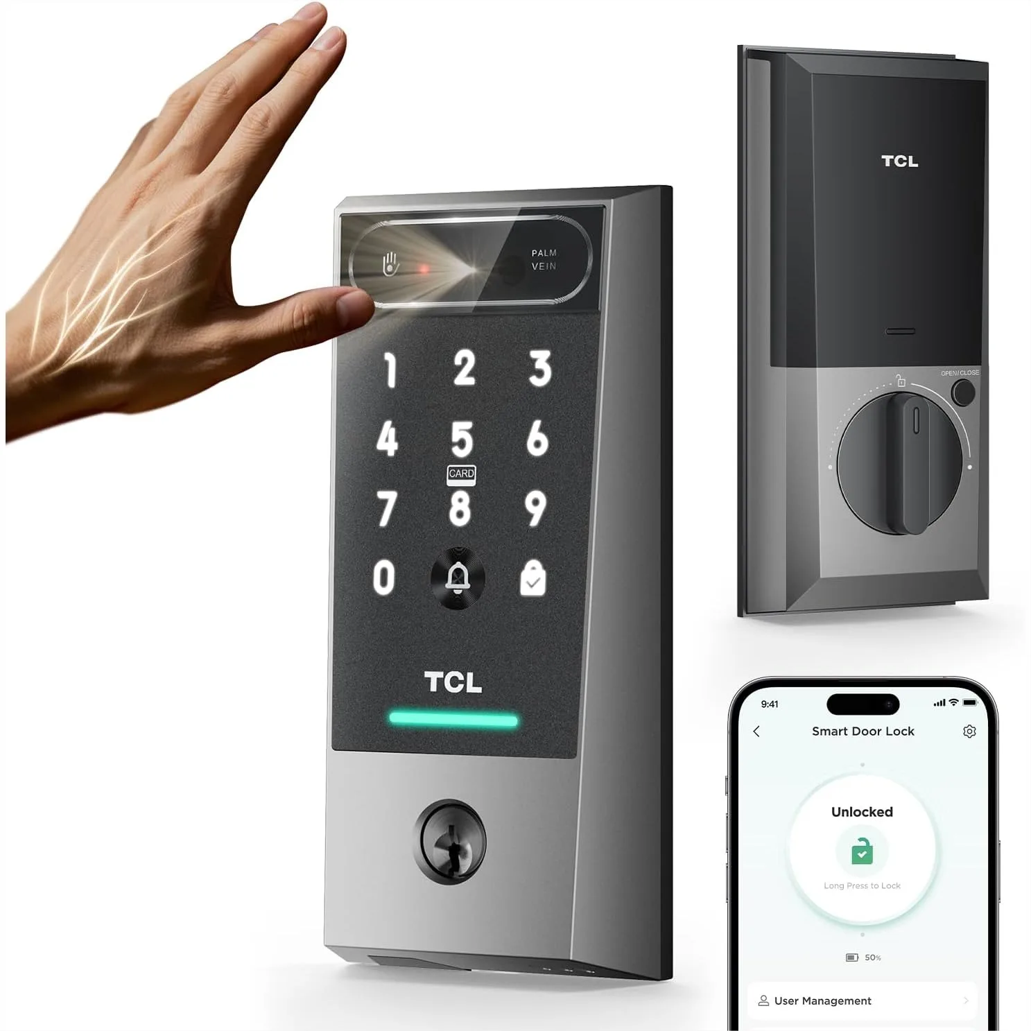 

Smart Lock D2 Pro with Palm Vein, Wi-Fi Keyless Entry Deadbolt, Built-in Doorbell, App Control, Works with Alexa & Google