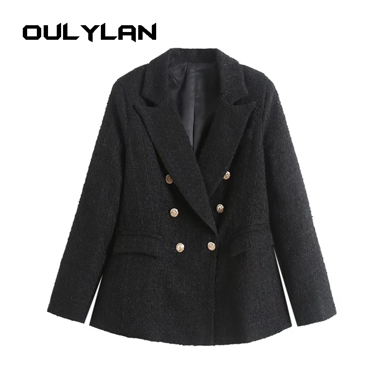 Spring Fall Thin Suit Women Fashion Elegant Long Sleeve Solid Straight Loose Jacket Office Lady Button Career Coat