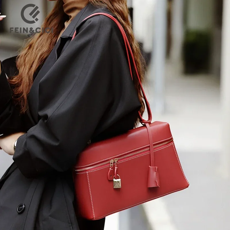 Designer box shoulder bag women genuine leather cowskin handbag female crossbody bag red coffee black  bags