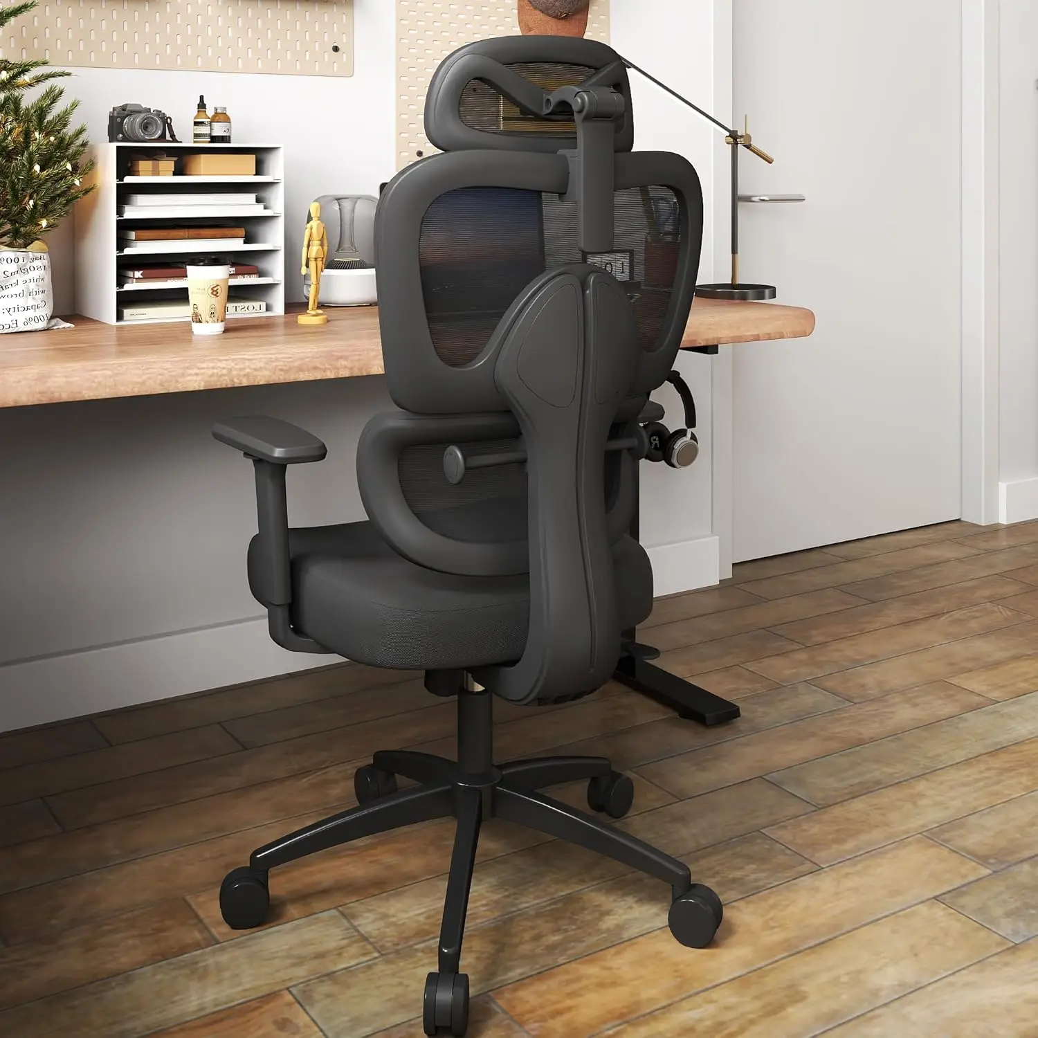 

Ergonomic Office Chair with Adjustable Lumbar Support, 3D Arms and Headrest, High Back Wide Desk Computer Chair with Wheels