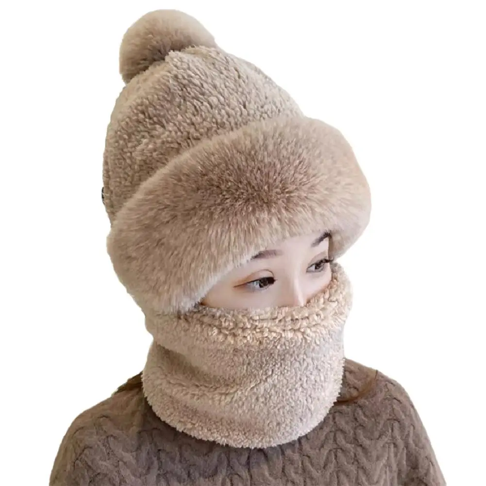 Children's Winter Scarf Hat Hood Plush All In One Windproof Face and Ear Protection Thick Warm Cycling Hat Warm Hat