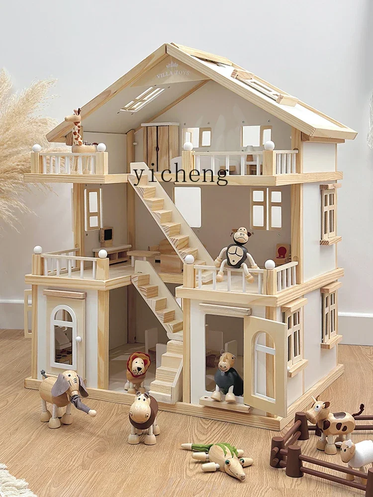 Tqh Simulazione per bambini Villa Casa delle bambole Giocattolo Castello educativo Mobili Ragazze che giocano a casa Camera Regalo di compleanno