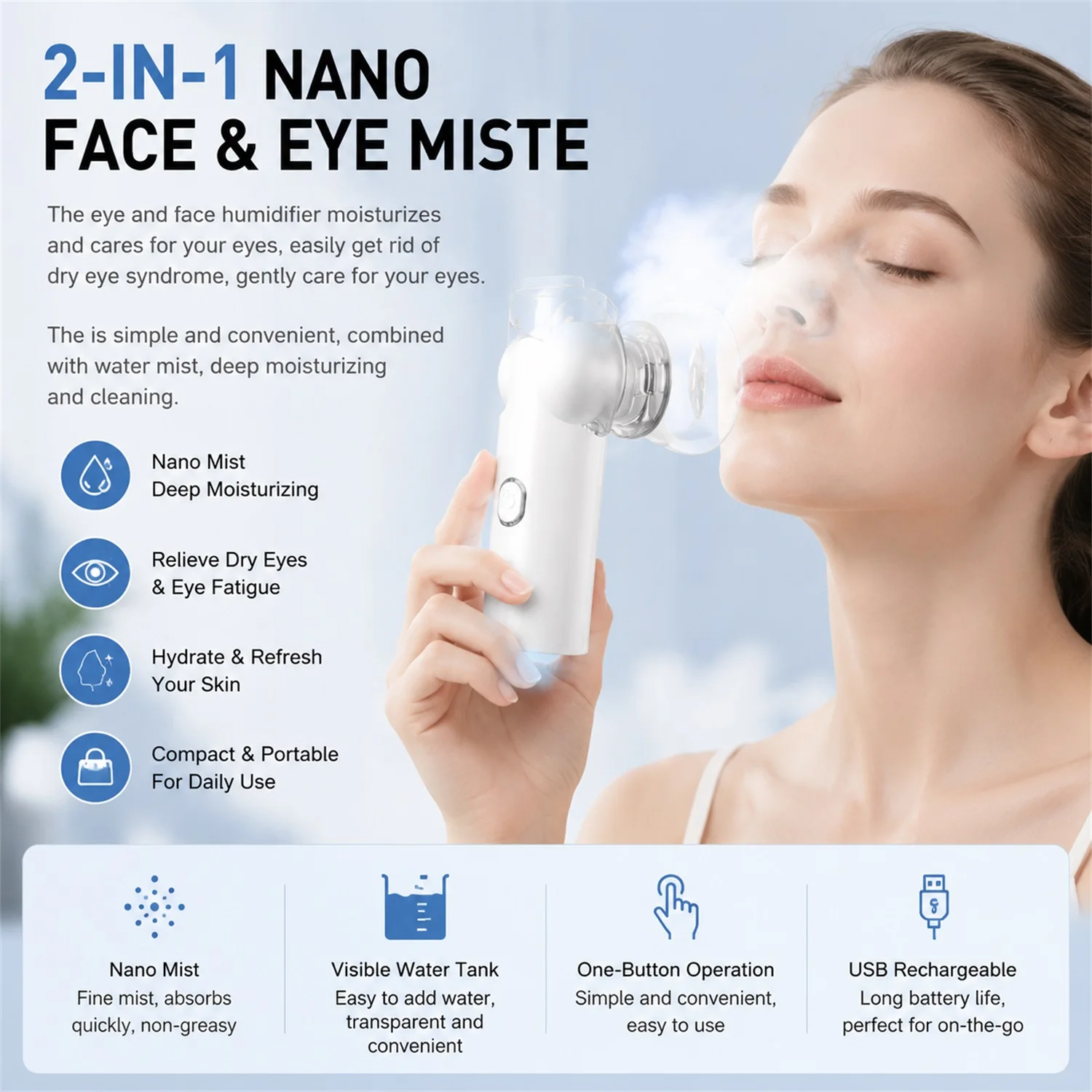 Eye Fumigation and Beauty Equipment Household Nebulizer Relieve Eye Fatigue Replenish Water and Moisturize