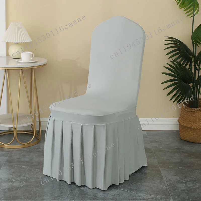 pleated skirt chair cover hotel universal wedding banquet elastic chair cover conference hotel stool cover all-inclusive