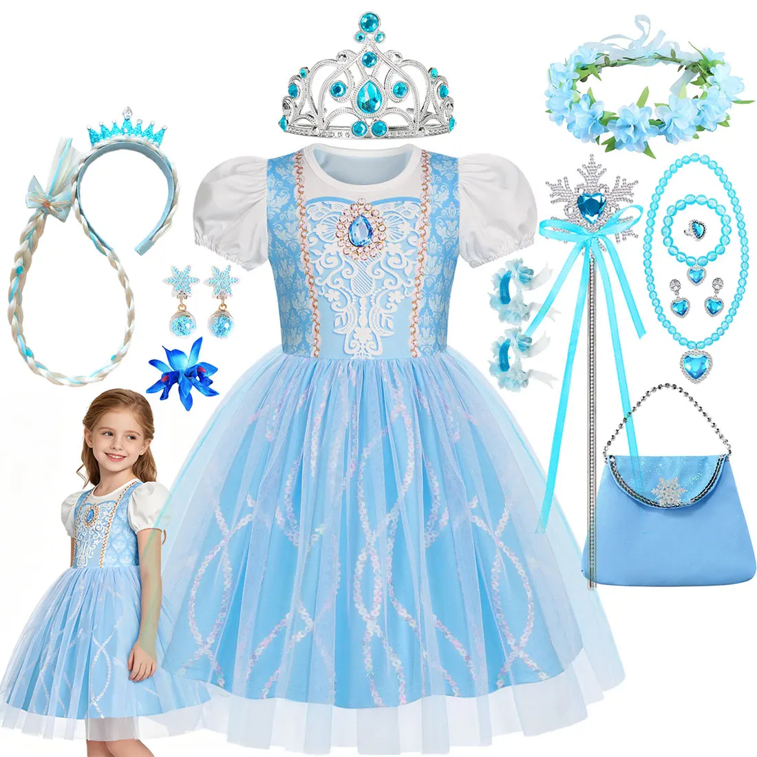 

Новое синее платье принцессы Диснея для девочек, летнее пляжное дышащее повседневное платье в стиле Золушки, праздничное платье на Хэллоуин