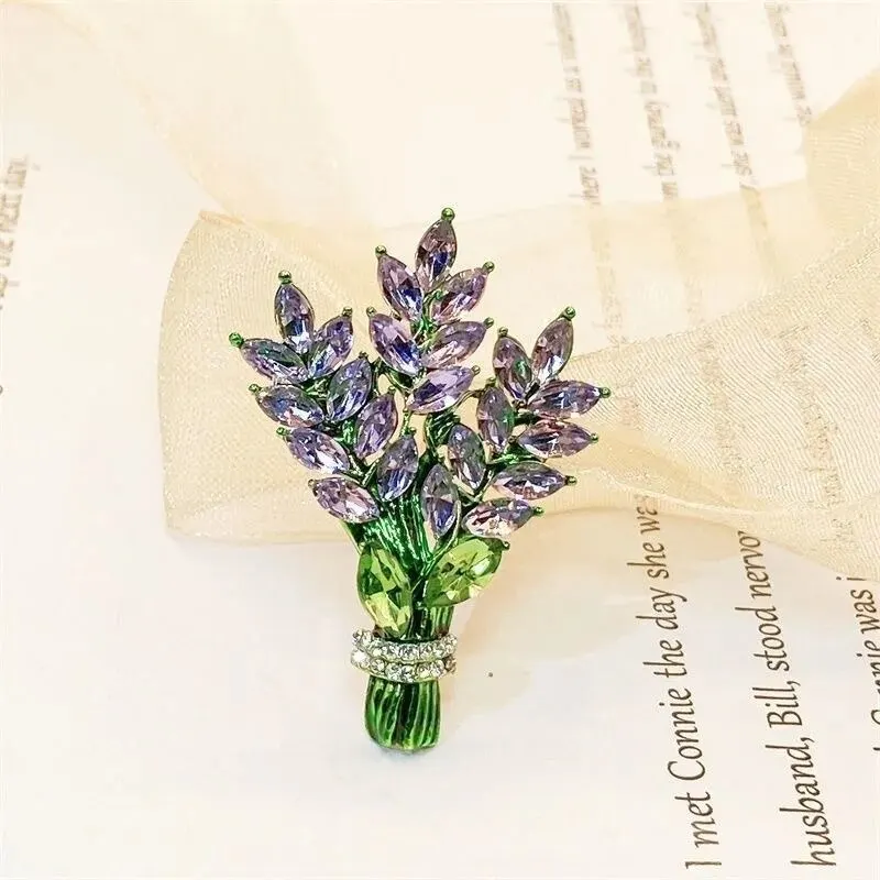 Cute Romantic Colorful Flower Metal Brooches For Women Alloy Crysal Plant Brooche Party Birthday Jewelry. image 3