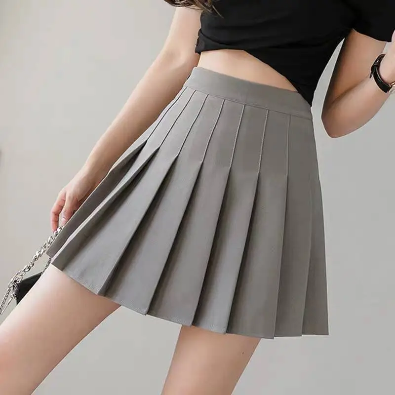 High Waist Short Pleated Skirt Women's Preppy Style Spring Summer Autumn Mini Skirt A-Line Skirt Slimming Effect Polyester Fa...
