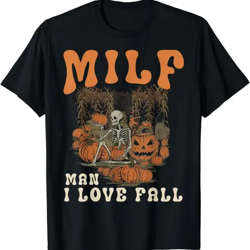 New Limited Man I Love Fall Funny Skeleton Pumpkin Halloween T Shirt S 3Xl