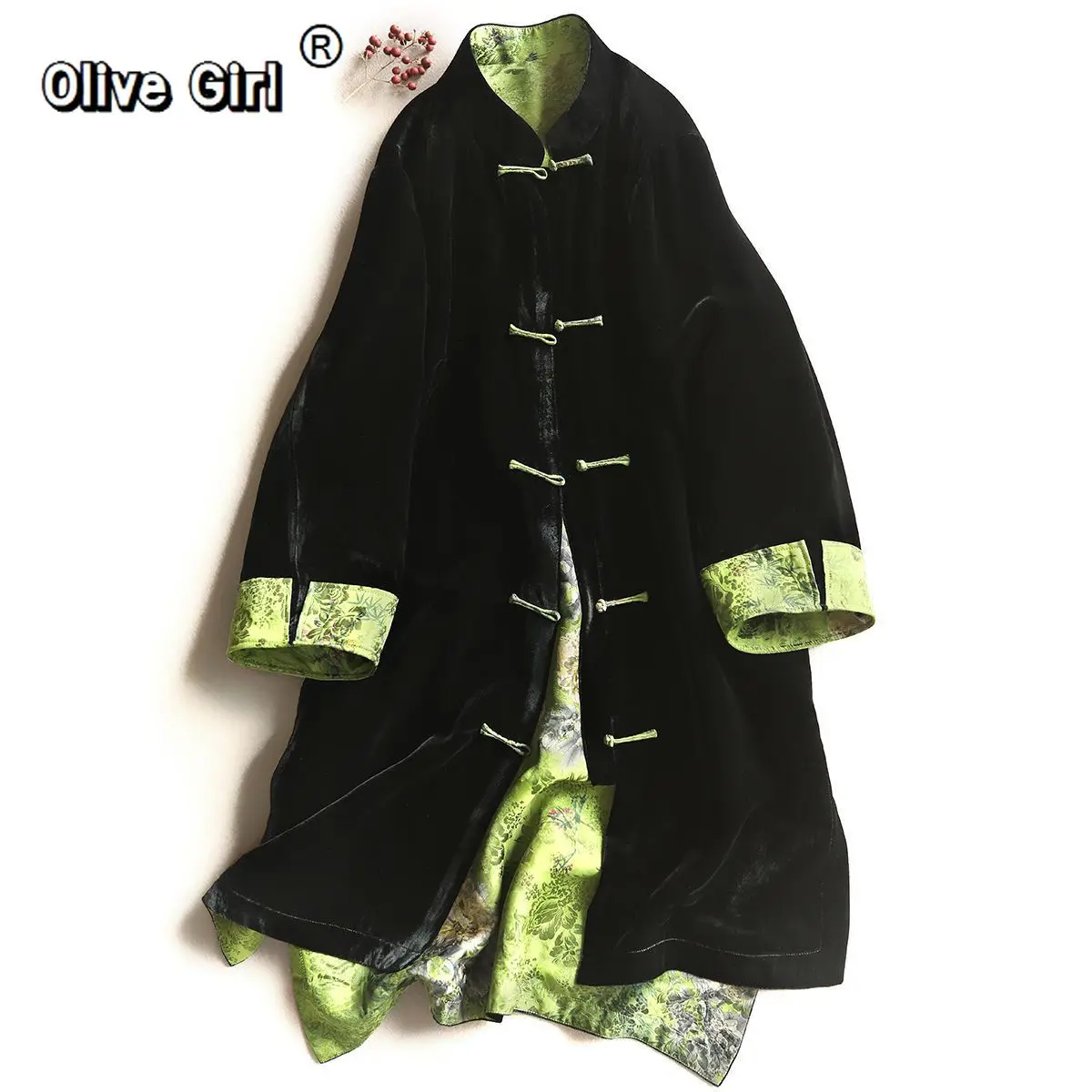 

Длинное пальто, халат, китайская куртка, улучшенная женская одежда в стиле Тан, китайский чайный костюм, длинная куртка на пуговицах на весну и осень