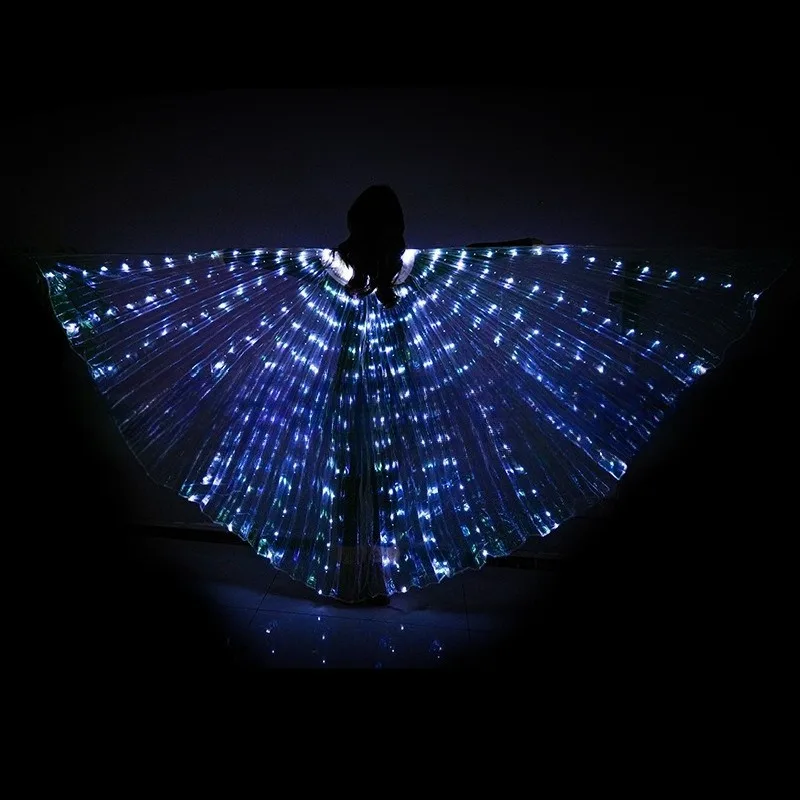 Alas LED de élite, capa de rendimiento iluminada, disfraz de danza del vientre de arcoíris de 360 grados, ropa Rave multicolor, accesorio para fiesta y espectáculo