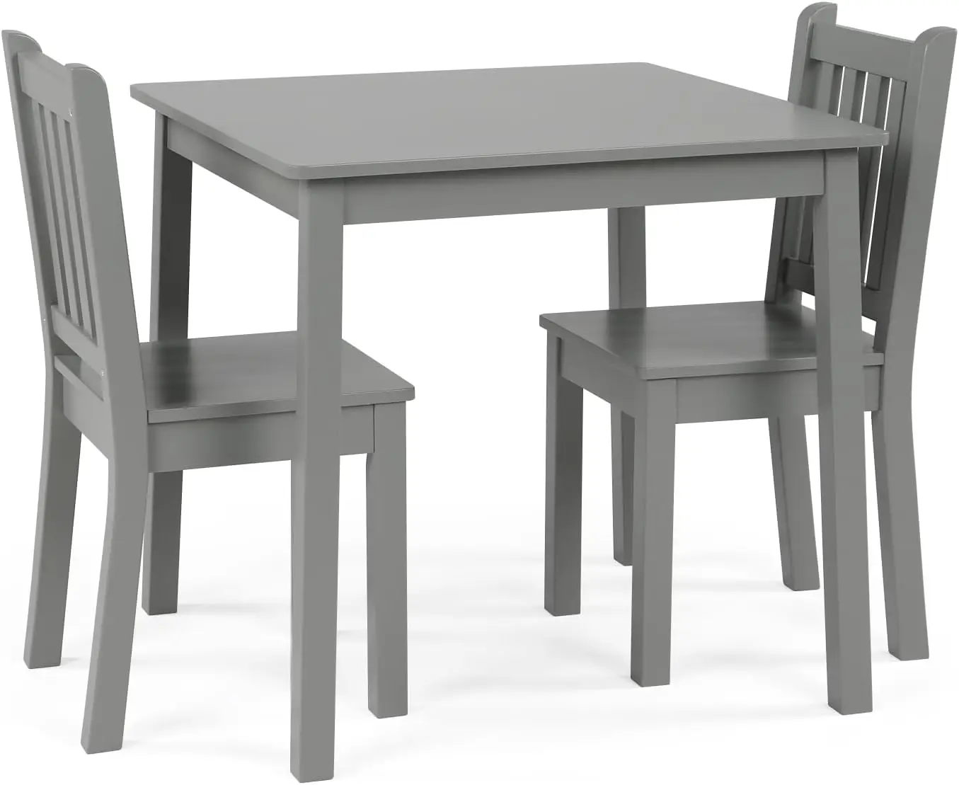 Grey Kids Wood Table and 2 Chairs Set, Square