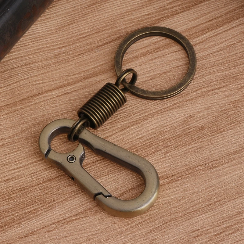 Spring for Key Chain with String, High Tension Elastic, Telescopic, Metal Ring