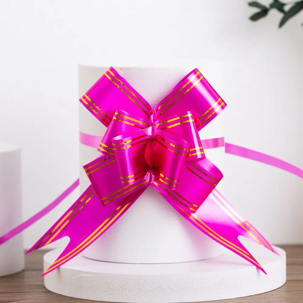 10 Pcs Party Decor Solid Color Ribbons Flower Gift Wrapping Sequin Pull Bow Knot Attractive Ribbon Strings