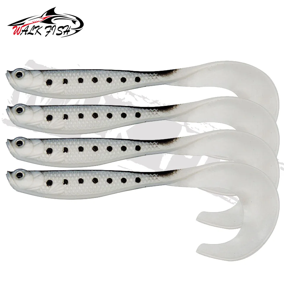 LOPEN VIS 4 STKS Jigging Wobblers Vissen Lokken 12.5 cm 5.5g elft T-staart zacht aas Kunstmatige Siliconen Lokt Bass Snoek Vissen