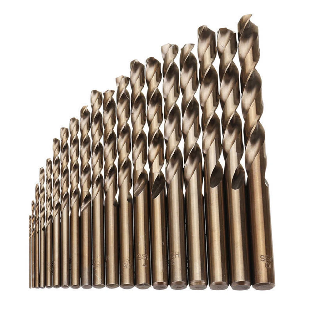 

19Pcs Twist Drill Bit Set Drilling Tool Set M35 Cobalt High Speed Steel HSS Co Drill Bit Kit 135 Degree Segmentation Point Tip