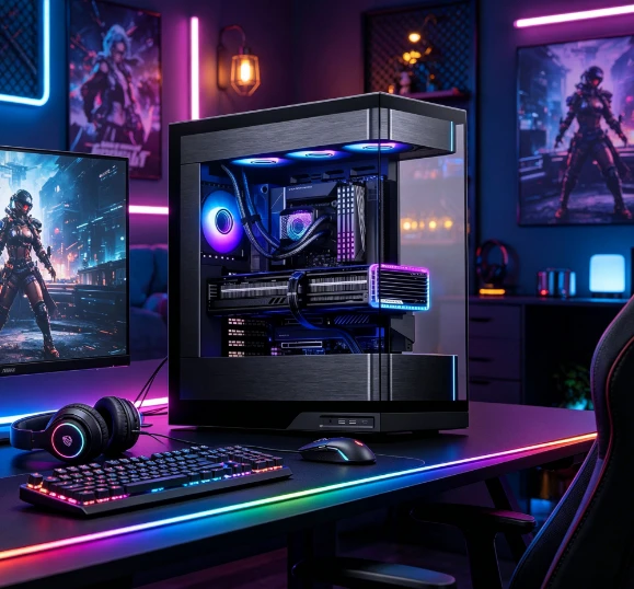 3‑Sided Glass ARGB Mid‑Tower PC Case, EATX ATX Compatible Gaming Computer Chassis