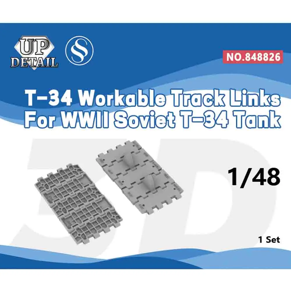 

SSMODEL SS826 1/35 1/48 3D Printed Resin Workable Track Links For Soviet T-34 Tank