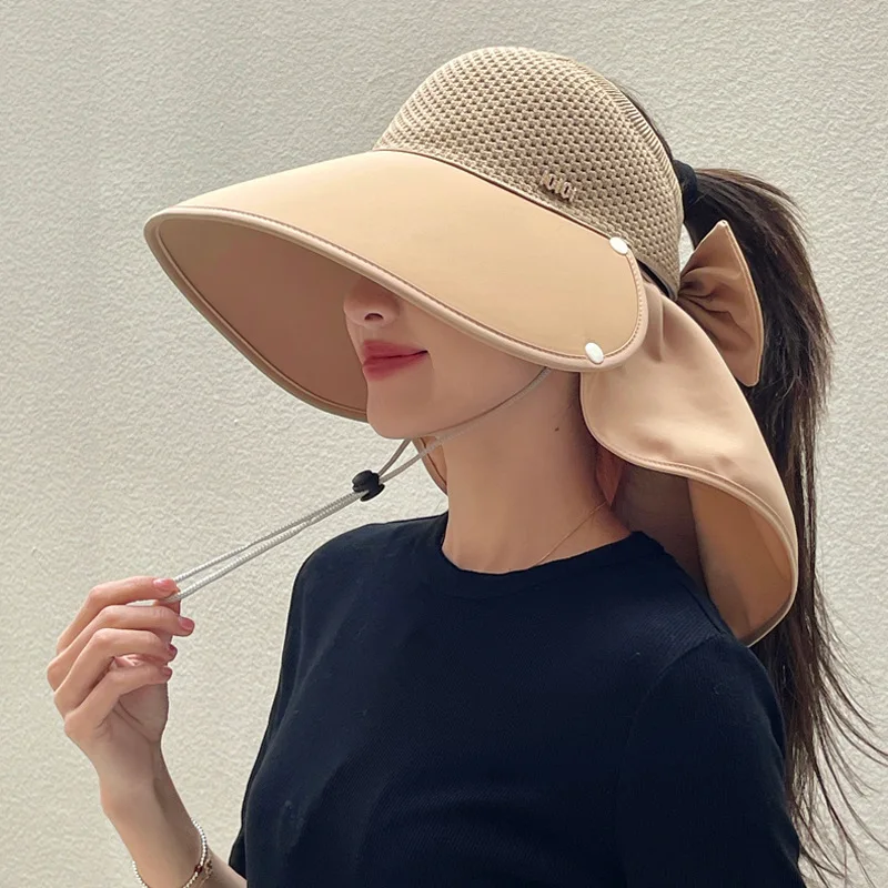 

Designer Lightweight Mesh Free Top Visor Hats Summer Bucket Hats for Women Big Brim Outdoor Eye Protection Sunscreen Cap Sun Hat