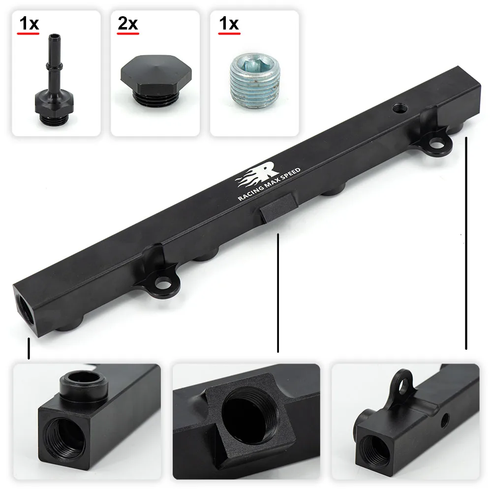 XMSJ-K SERIES Heavy FUEL RAIL kit High Flow Injection fuel rail FOR HONDA K20 K24 RSX CIVIC SI,INTEGRA EP3 with gauge Aluminium - view 5
