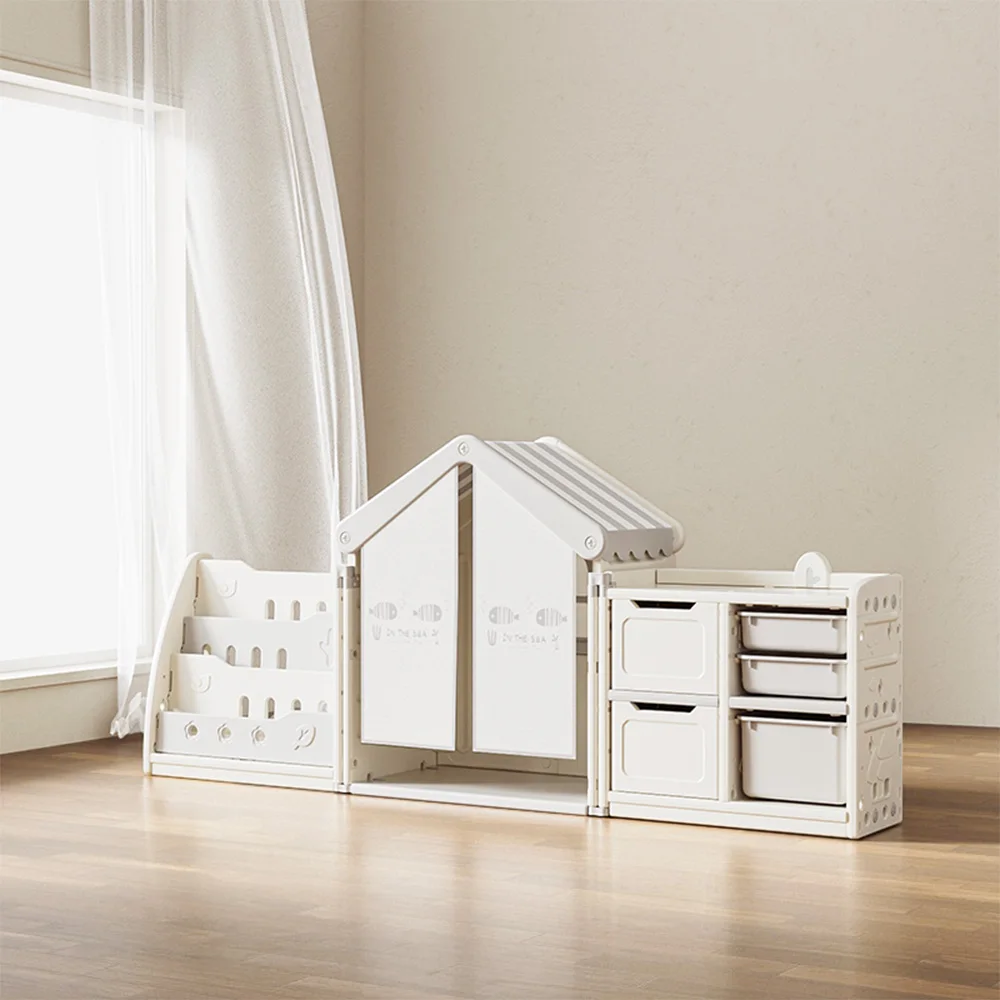 

Playhouse Shape Children Drawing Board Baby Cabinets Storage Rack Toy Organizer Shelf Plastic Kids Book Shelf