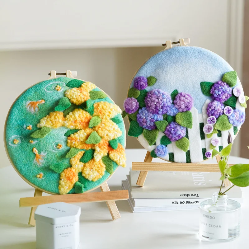 

Embroidered Fabric Series Floral2 Embroidery Frame Kit Home Decor Handmadediy Gift Wool Felt Needle Felting