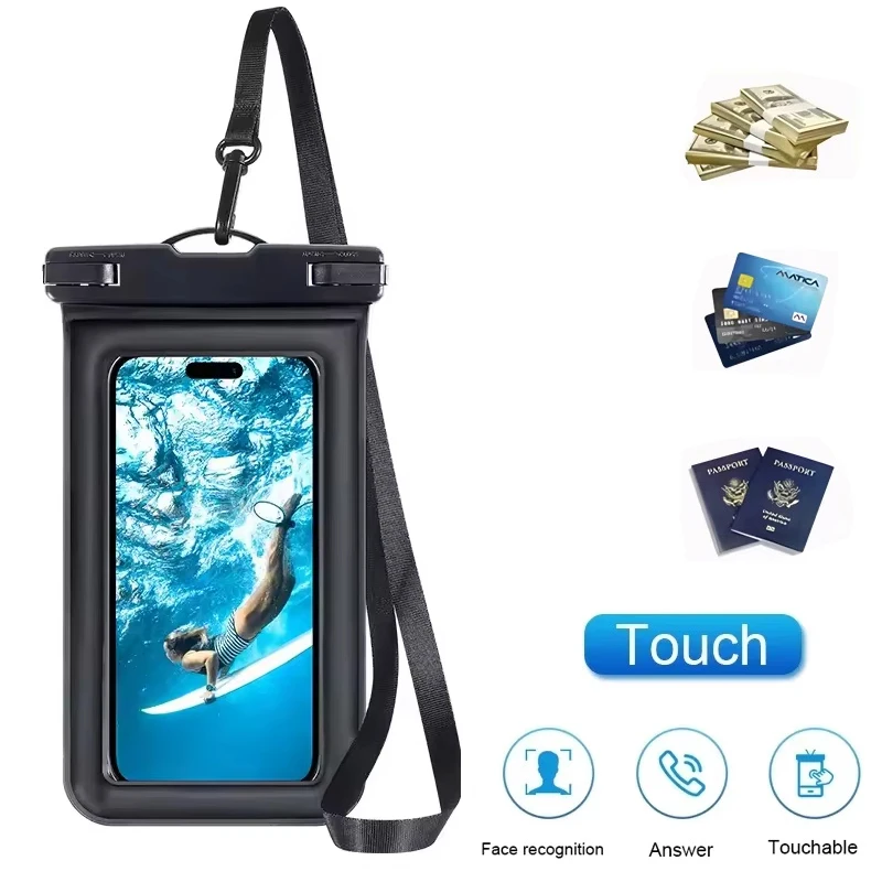 IP68 Schwimmende Airbag-Tasche, wasserdichte Handytasche für iPhone, Xiaomi, Huawei, OPPO, Realme, mit Touchscreen-Fenster, für Reisen