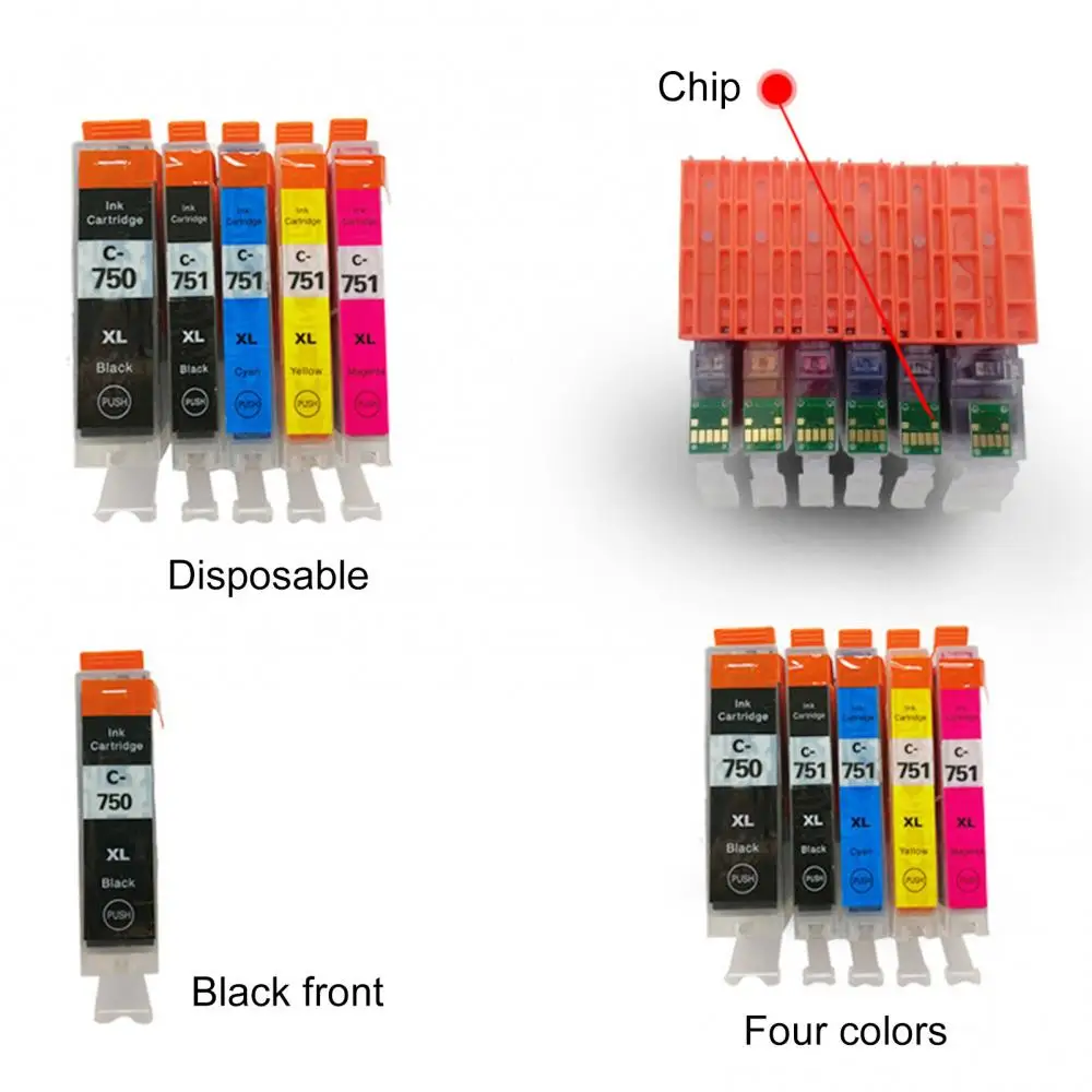 Kotak tinta Printer hitam/merah/kuning untuk PGI750/CLI751/IX6770/MG5570/MG7170/MX727