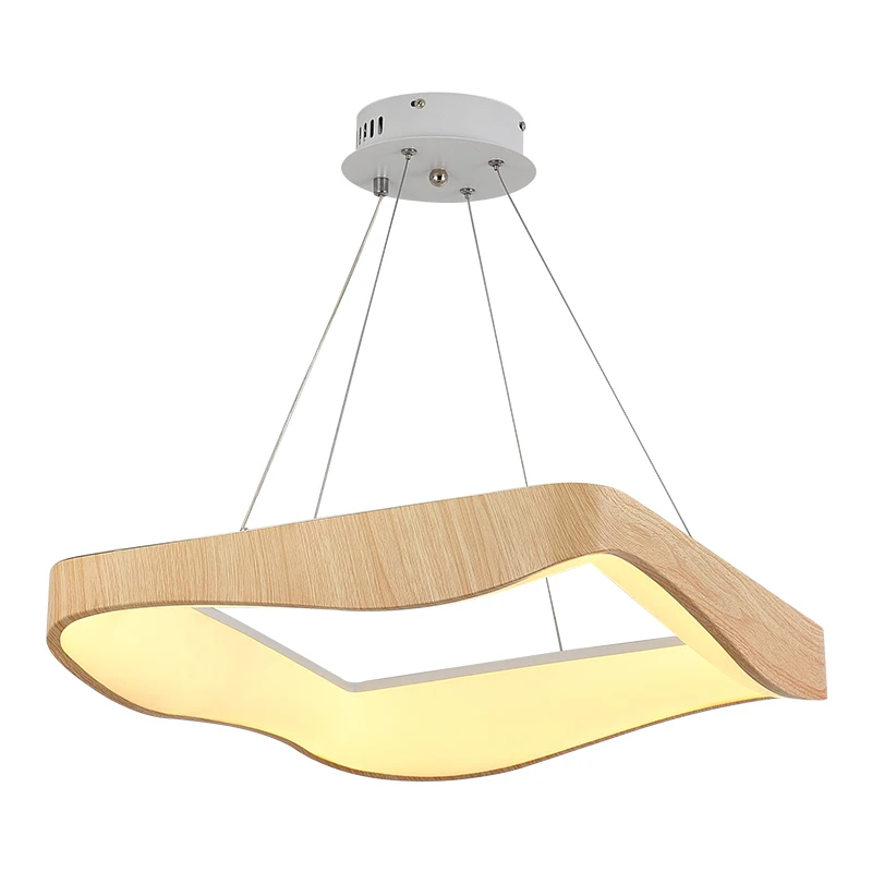 

Modern Japanese Style Square Wooden Cord Pendant Light LED Acrylic Shade Droplights for Living Room Foyer Lustre Moderne Luxe