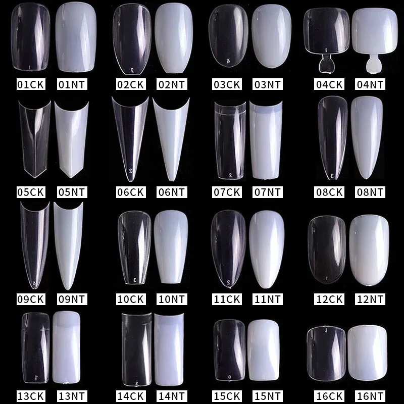 Kit met 500 tips in zakken nepnagels volledige half Franse acryl ABS manicure vingers tenen set C glimlach scherp 10 maten