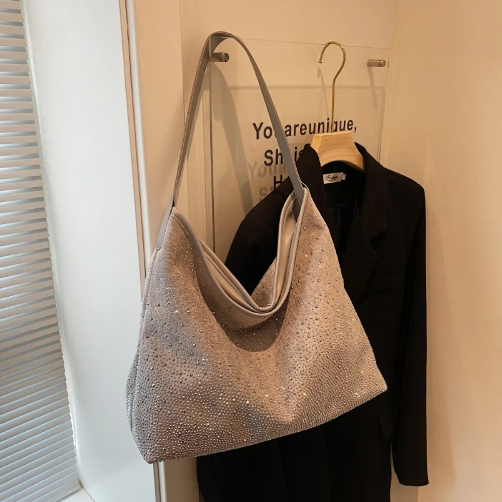 

Elegant Rhinestone Shiny Shoulder Bag Sparkly Luxury Ladies Diamond Tote Bag Large Capacity Crystal Evening Bag Ladies